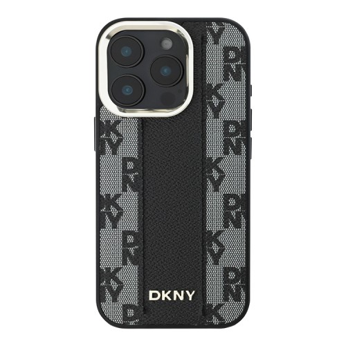 DKNY для iPhone 16 Pro Max чехол PU Checkered Metal logo Hard Black (MagSafe)