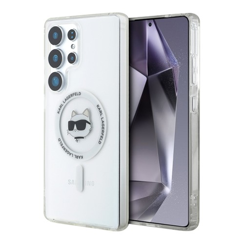 Karl Lagerfeld для Galaxy S25 Ultra чехол PC/TPU NFT Choupette Head Metal camera Hard White (MagSafe)