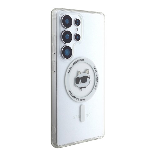 Karl Lagerfeld для Galaxy S25 Ultra чехол PC/TPU NFT Choupette Head Metal camera Hard White (MagSafe)