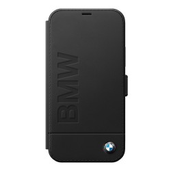 Кожаный чехол BMW Signature Logo imprint Booktype для iPhone 12 | 12 Pro, черный
