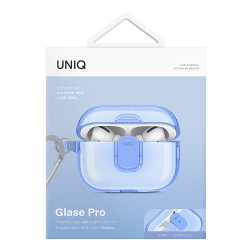Uniq для Airpods Pro 2 чехол Glase PRO TPU Lock case Cloudy Blue