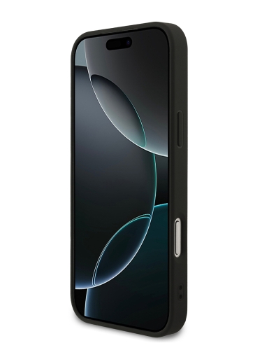 Guess для iPhone 17 Pro Max чехол PU Saffiano with Classic metal logo Hard Black (MagSafe)