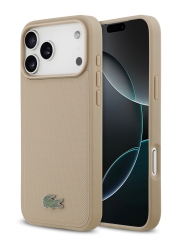 Lacoste для iPhone 17 Pro Max чехол PVC Metal Lacquer logo Hard Taupe (MagSafe)