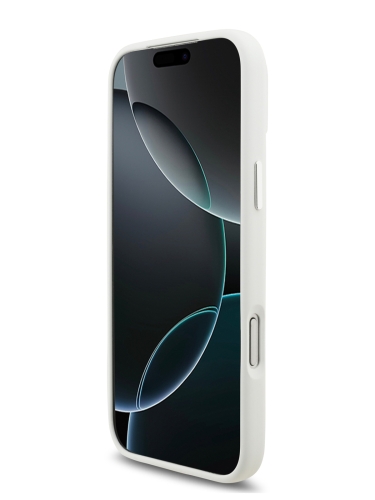 Karl Lagerfeld для iPhone 17 Pro чехол Liquid silicone NFT Karl Ikonik Metal pin & Camera Hard White
