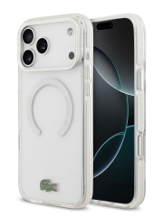 Lacoste для iPhone 17 Pro чехол ShockProof Lacquer Metal logo Hard Frosted Clear/White (MagSafe)