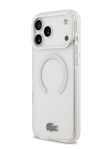 Lacoste для iPhone 17 Pro чехол ShockProof Lacquer Metal logo Hard Frosted Clear/White (MagSafe)