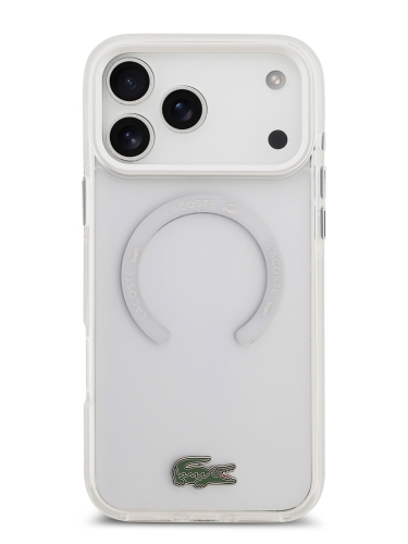 Lacoste для iPhone 17 Pro чехол ShockProof Lacquer Metal logo Hard Frosted Clear/White (MagSafe)