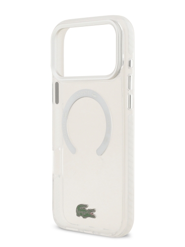 Lacoste для iPhone 17 Pro чехол ShockProof Lacquer Metal logo Hard Frosted Clear/White (MagSafe)