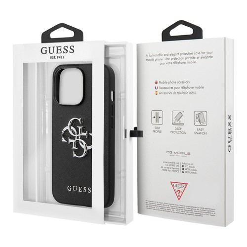 Guess PU Saffiano 4G Big metal logo Hard для 13 Pro Max, черный GUHCP13XSA4GSBK