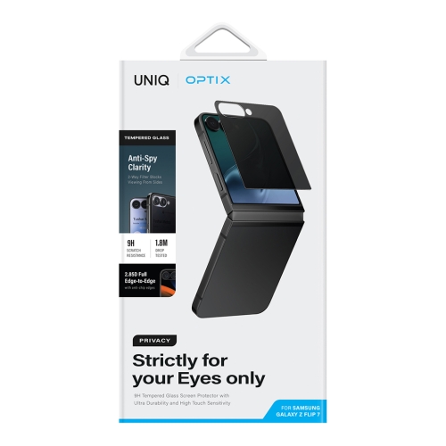 Uniq стекло для Galaxy Z Flip7 OPTIX Антишпион Clear/Black (+installer)