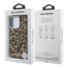(Уценка) Karl Lagerfeld для iPhone 16 Pro Max чехол PC/TPU Leopard Metal camera Hard Brown (MagSafe)