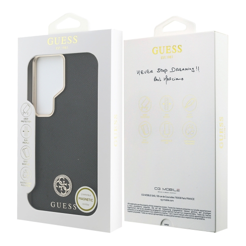 Guess для Galaxy S26 Ultra чехол PU Grained 4G Diamond metal logo & Camera Hard Black (MagSafe)