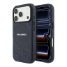 Karl Lagerfeld для iPhone 17 Pro Max чехол PU Full Wrapped Monogram Metal camera Hard Blue (MagSafe)