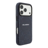 Karl Lagerfeld для iPhone 17 Pro Max чехол PU Full Wrapped Monogram Metal camera Hard Blue (MagSafe)
