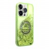 Чехол Lagerfeld Liquid glitter RSG logo Hard для iPhone 14 Pro, зеленый