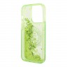Чехол Lagerfeld Liquid glitter RSG logo Hard для iPhone 14 Pro, зеленый