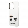 Чехол Lagerfeld Liquid silicone Karl & Choupette Hard для iPhone 14 Pro, белый