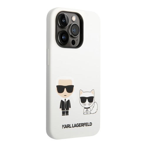 Чехол Lagerfeld Liquid silicone Karl & Choupette Hard для iPhone 14 Pro, белый