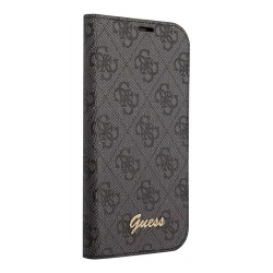 Чехол Guess PU 4G Script metal logo Booktype для iPhone 14, черный