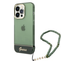 Чехол Guess Translucent Electoplated camera Hard +hand Strap для iPhone 14 Pro Max, зеленый