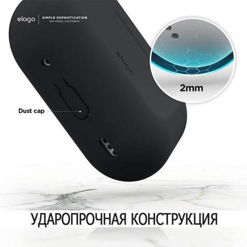 Чехол Elago Silicone Hang case для AirPods Pro 2, черный (new)