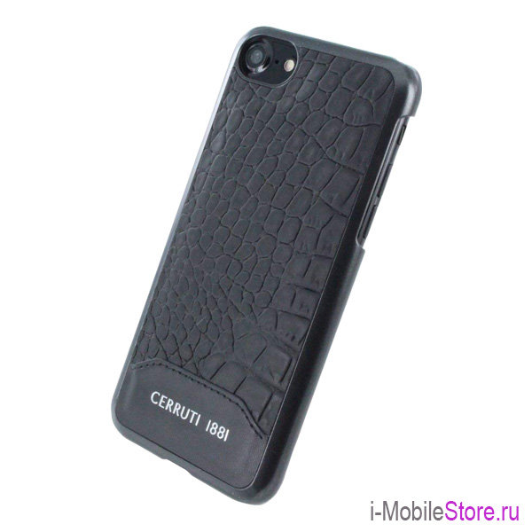 Кожаный чехол Cerruti Croco Leather Hard для iPhone 7/8/SE 2020, черный