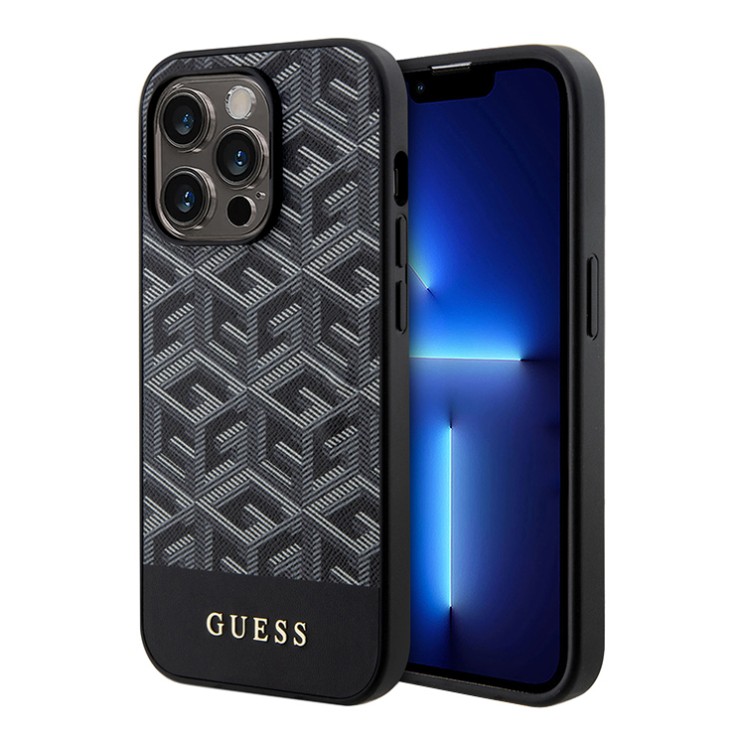 Чехол Guess PU G CUBE Hard для iPhone 14 Pro, черный (MagSafe)