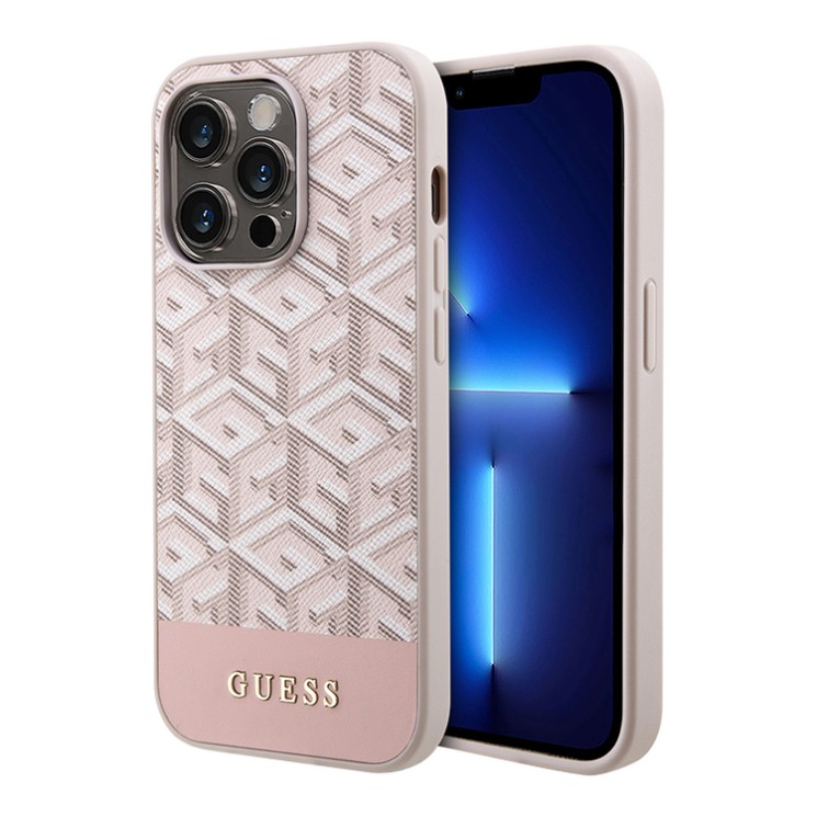 Чехол Guess PU G CUBE Hard для iPhone 13 Pro Max, розовый (MagSafe)