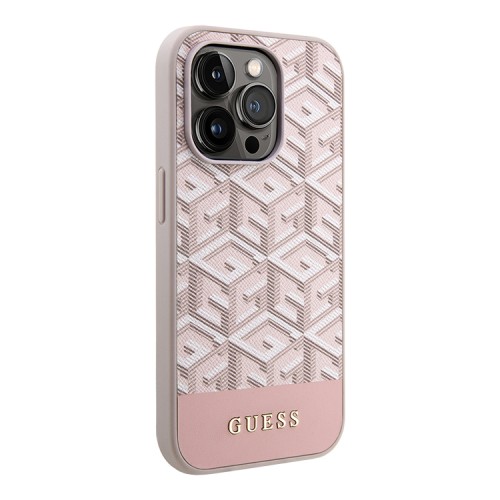 Чехол Guess PU G CUBE Hard для iPhone 13 Pro Max, розовый (MagSafe)