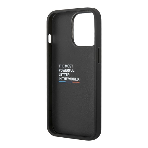 Чехол BMW M-Collection PU Mesh Tricolor lines Hard для iPhone 14 Pro Max, черный