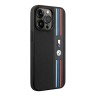 Чехол BMW M-Collection PU Mesh Tricolor lines Hard для iPhone 14 Pro Max, черный