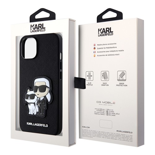 Чехол Lagerfeld PU Saffiano NFT Karl & Choupette Hard для iPhone 13, черный