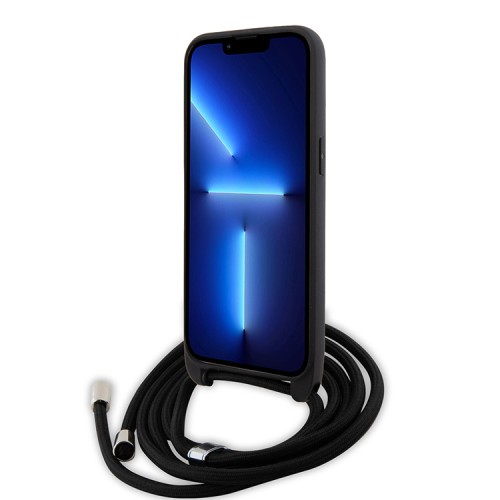 Lagerfeld для iPhone 15 Pro Max чехол Crossbody PU Saffiano NFT Karl Ikonik Metal Hard Black