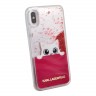 Чехол Karl Lagerfeld Liquid glitter Peek a Boo для iPhone X/XS, фуксия
