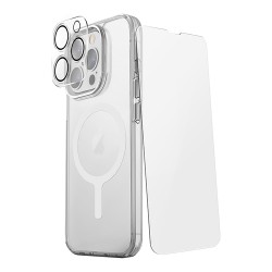 Uniq для iPhone 15 Pro набор Bundle 360, прозрачный-матовый + MagSafe (Lifepro Xtreme +Optix glass +Camera lens)