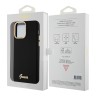 Guess для iPhone 15 Pro чехол Liquid silicone Gold metal logo & Camera frame Hard Black