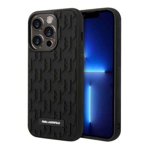 Karl Lagerfeld для iPhone 15 Pro Max чехол 3D Rubber Monogram w Metal logo Hard Black