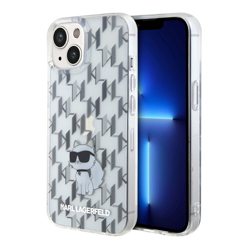 Karl Lagerfeld для iPhone 15 чехол PC/TPU Monogram NFT Choupette Hard Transparent