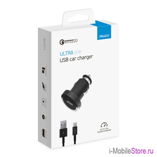 Автомобильное зарядное устройство Deppa Ultra USB + кабель microUSB