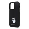 Karl Lagerfeld для iPhone 14 Pro Max чехол Liquid silicone NFT Choupette metal pin Hard Black