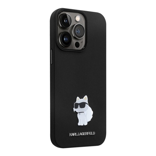 Karl Lagerfeld для iPhone 14 Pro Max чехол Liquid silicone NFT Choupette metal pin Hard Black