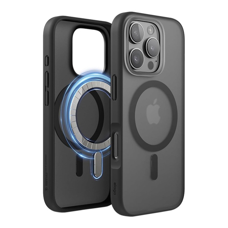 Elago для iPhone 16 Pro чехол HYBRID (pc/tpu) Soft Feeling Dark Grey/Black (MagSafe)
