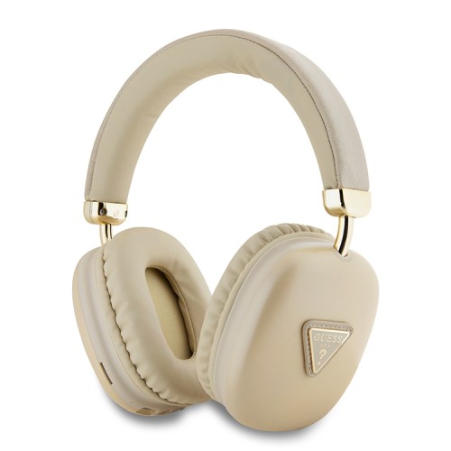 Guess наушники беспроводные накладные Bluetooth Headphones PU Saffiano Triangle Metal Logo Gold