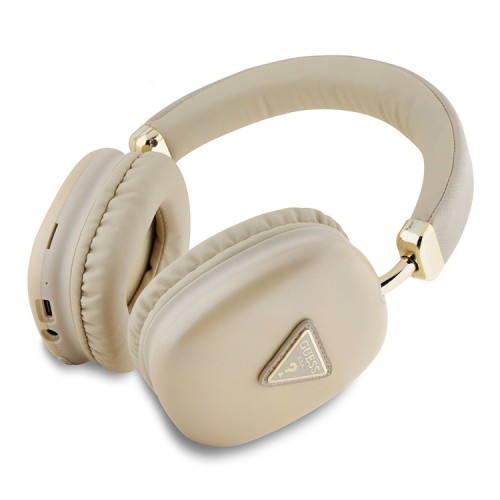 Guess наушники беспроводные накладные Bluetooth Headphones PU Saffiano Triangle Metal Logo Gold