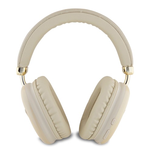 Guess наушники беспроводные накладные Bluetooth Headphones PU Saffiano Triangle Metal Logo Gold