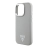 Guess для iPhone 16 Pro Max чехол PU Grained leather Triangle metal logo Hard Beige (MagSafe)