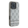 DKNY для iPhone 16 Pro Max чехол PU Checkered Printed stripes Metal logo Hard Beige