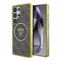 Guess для Galaxy S25 Ultra чехол PC/TPU 4G Glitter Metal Camera Hard Brown (MagSafe)