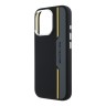 AMG для iPhone 16 Pro Max чехол Liquid silicone Bow Lines Metal camera Hard Black/Yellow (MagSafe)