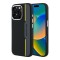 AMG для iPhone 16 Pro Max чехол Liquid silicone Bow Lines Metal camera Hard Black/Yellow (MagSafe)